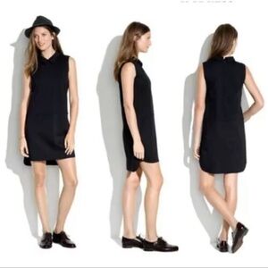 Madewell Shift Dress Size S Womens Black Collar Stretch  Knit Raw Hem Sleeveless